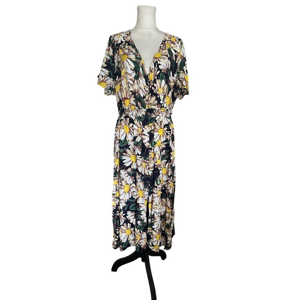 Nicole FashionMaxi Dress Faux Wrap 3XL Floral Print Hawaiin Short Sleeve Spring